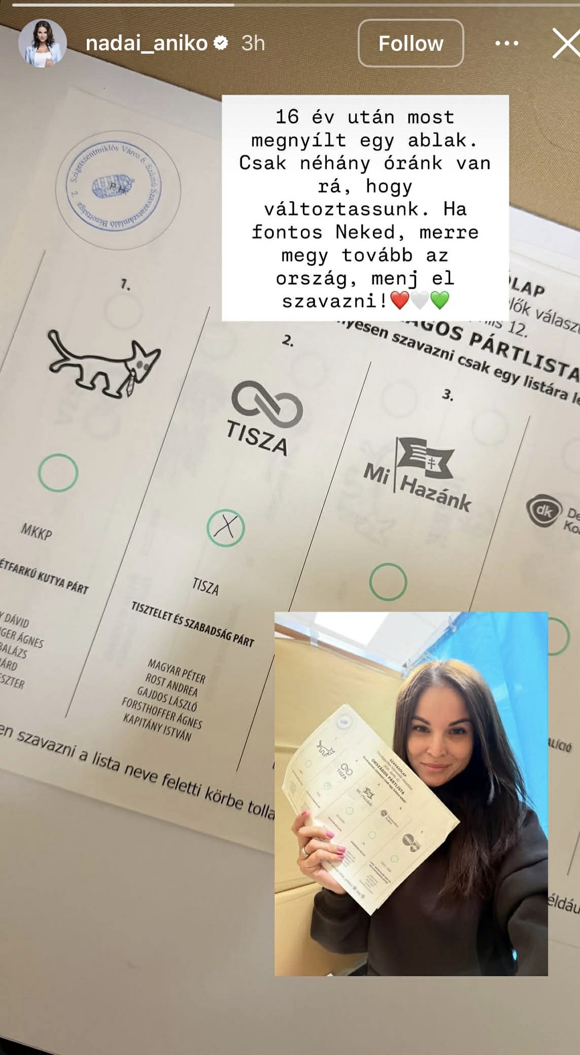 nadai aniko szavazat tisza