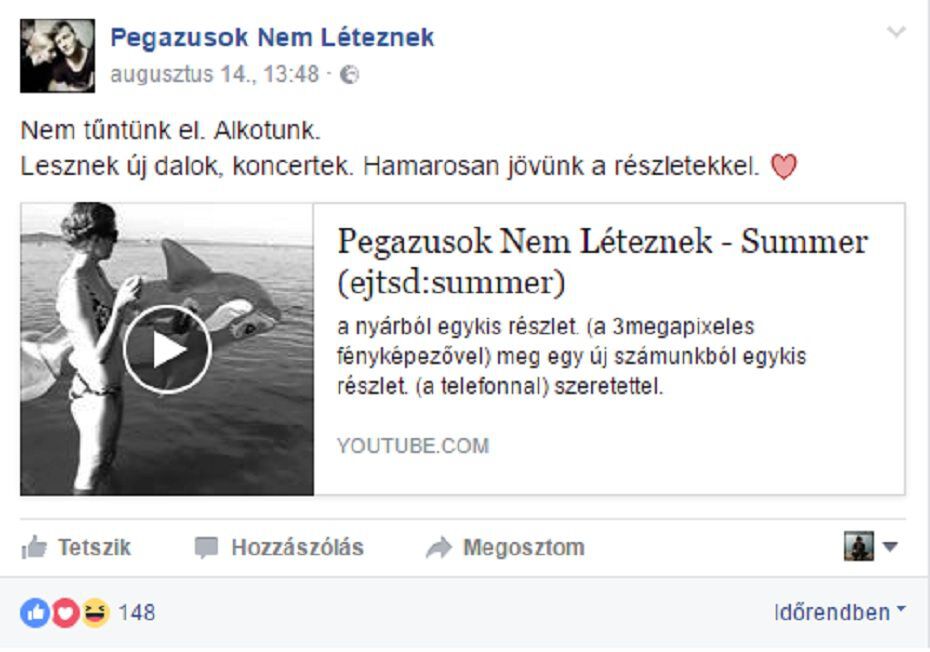 A Pegazusok Nem Léteznek Facebook-oldala