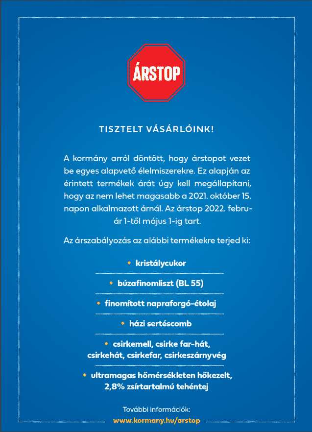 élelmiszerárstop élelmiszerboltok plakát