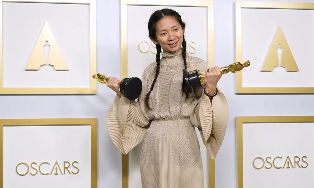 oscar 2021, chloe zhao, nomadok foldje, oscar dij, chris pizzello, legjobb rendezo
