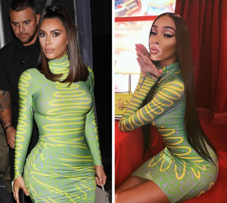 hiressegek ugyanaz a ruha kim kardashian winnie harlow