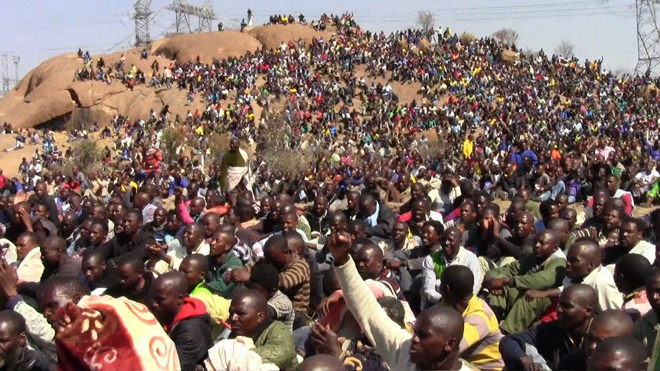 Striking Mine Workers On Koppie Before Massacre 2