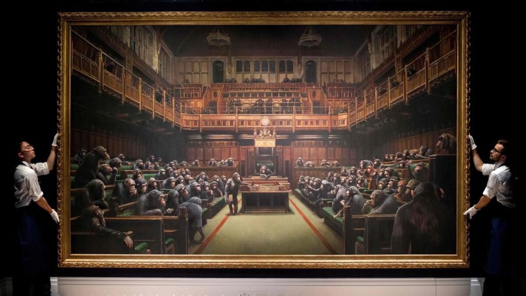 banksy csimpansok parlament devolver parliament