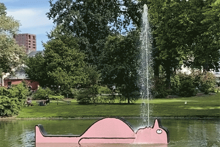 Jean Jullien művész Jolly karakterei felülmúlják a franciaországi Nantes-i Jardin des Plante-t