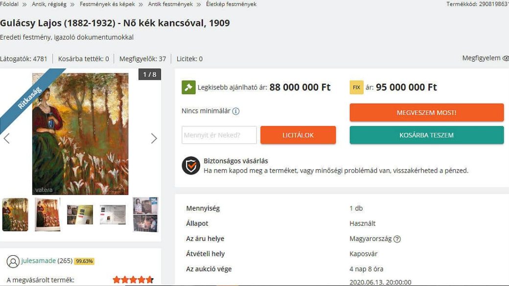 gulacsy lajos no kek kancsoval vatera elado