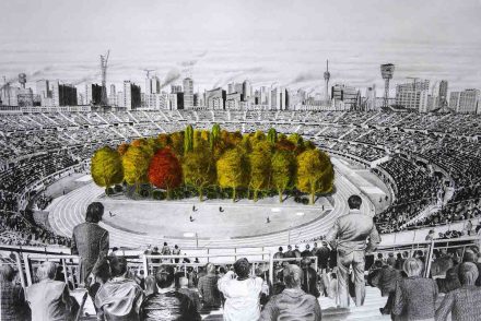 Csodálatos erdőt telepítettek egy stadionba