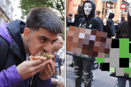 A „világ legnagyobb burgerét” ette a vegán tüntetők előtt