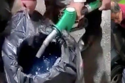 Szemeteszsákba töltötték a benzint egy brit kúton