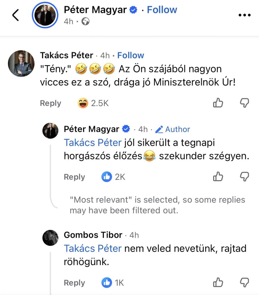 Takács Péter kommentje Magyar Péter bejegyzése alá