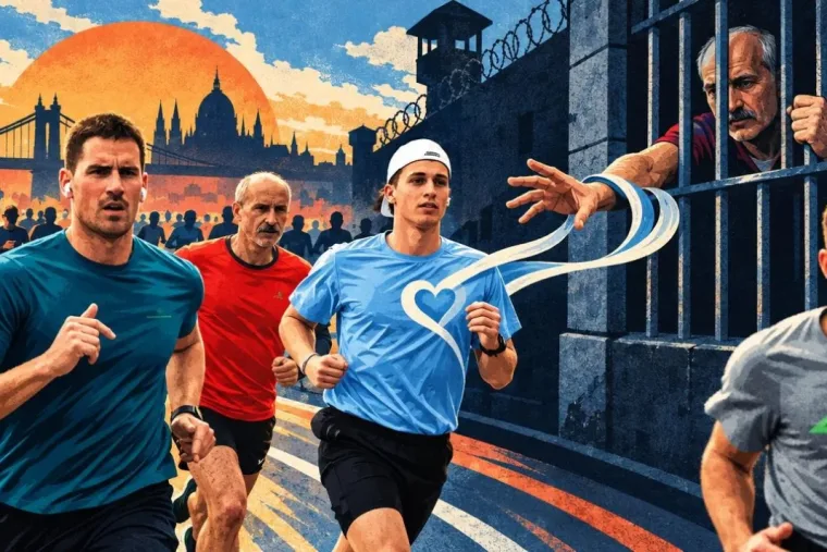Hankó Levente beszédes pólóban futott a maratonon letartóztatott édesapja miatt