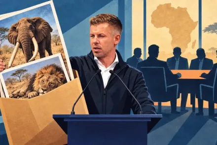 Magyar Péter a pártvezetés elé viszi Kaprinyák Tibor afrikai trófeafotóit