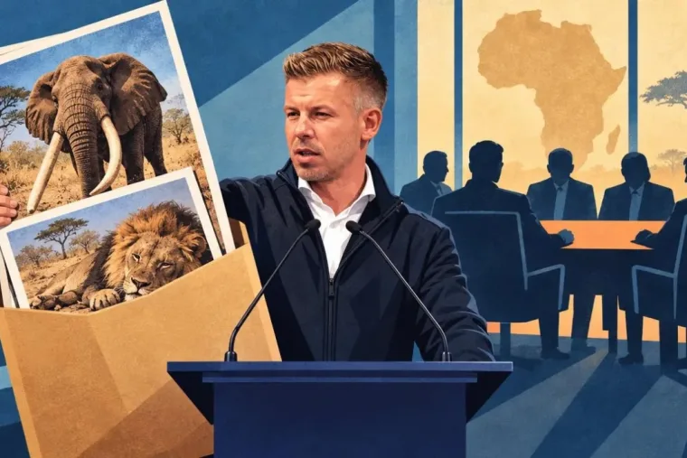 Magyar Péter a pártvezetés elé viszi Kaprinyák Tibor afrikai trófeafotóit
