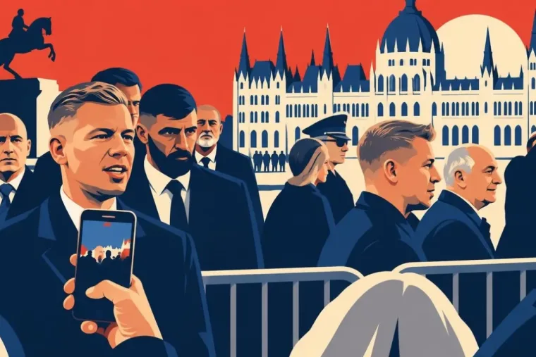 „Maradjanak itt, vagy jöjjenek vissza” – Magyar Péter a zászlófelvonás után azonnal a kordonokhoz lépett a Kossuth téren