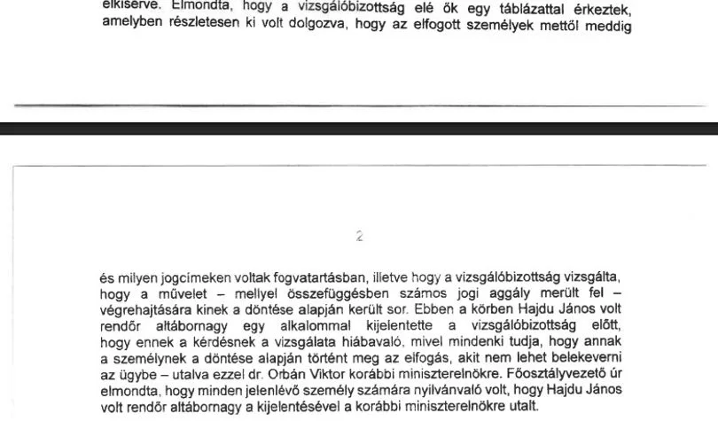Ügyészségi feljegyzés részlete – Orbán Viktorhoz kötik az ukrán pénzszállítók lefoglalását